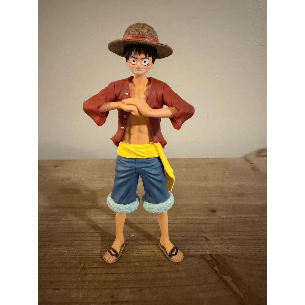 One Piece Monkey D Luffy Action Figure Anime Straw Hat Pirate Red Shirt 6 Inch‎